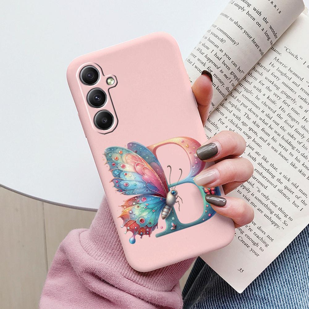Phone Case For Samsung Galaxy A15 A25 A35 A55 A13 Colorful Letter Love Flower Butterfly Women INS Shell Fundas Bumper Soft Cover