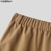 INCERUN Мужские эластичные талии неравномерные слои однотонные повседневные свободные брюки брюки