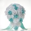 Свадебные букеты ручной работы из шелковых роз, свадебный букет невесты, держащий в руках, искусственные цветы, букет-бросок, белый/синий