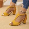2024 Simple and Fashionable Back Zipper Fishmouth Shoes Women's Summer Side Stiletto Roman Sandals