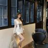 V-Neck Flared Long Sleeve Slim Fit Hip-Hugging Short Dress - 2025 Autumn/Winter French Style Women's Wear