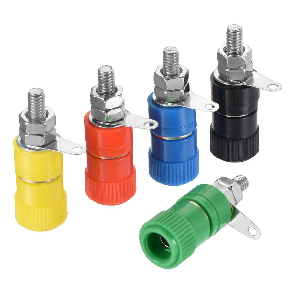 uxcell Binding Post Terminals 4mm Amplifier Terminal Connector Banana Plug Jack Mount 5 Colors 25pcs J S-919