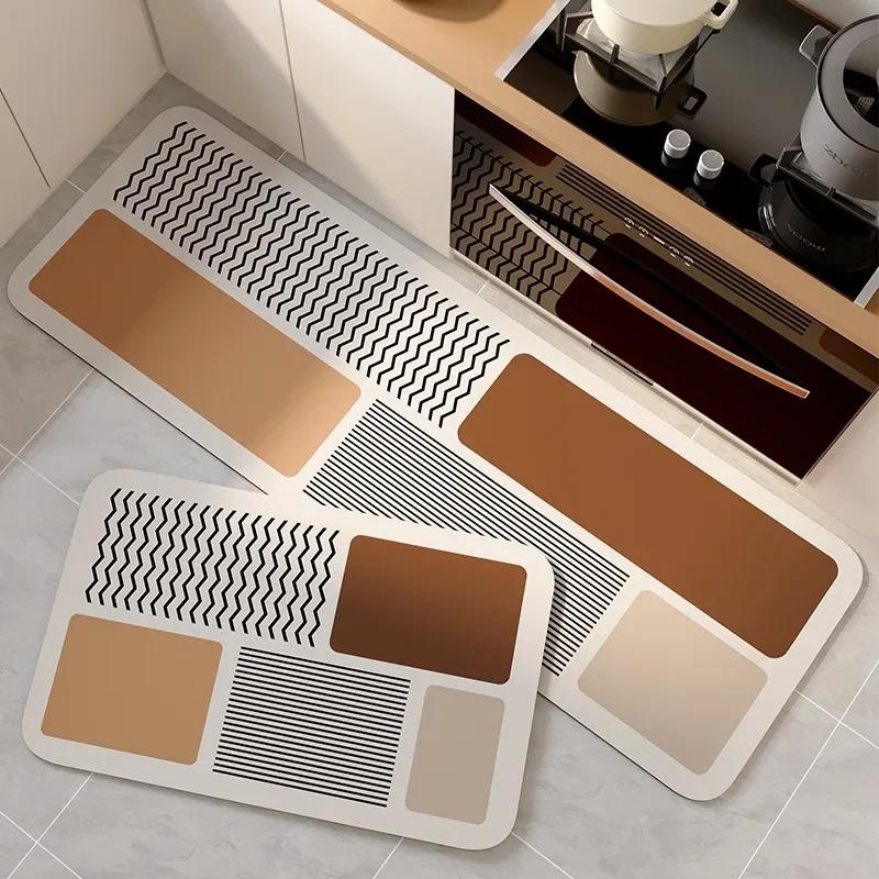 Кухонный коврик ПВХ кожа Водонепроницаемый ковер Нескользящий Маслостойкий Коврики для ног Длинные ковры Японский ковер для домашнего декора
