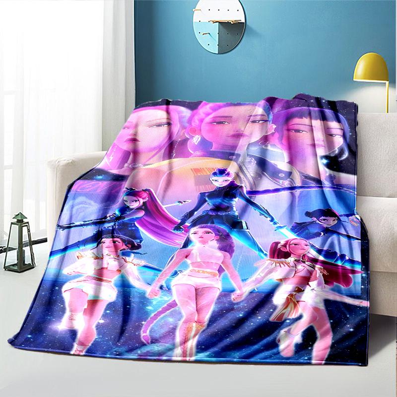 KPop Demon Hunters Pattern Blanket for Home Decoration, Bed, Sofa, Car Travel, Camping, Suitable for All Seasons, Birthday Christmas Gift