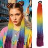 Colored Braids Hair Extensions With Rubber Bands Rainbow Braided Synthetic Hairpieces Ponytail Hair Accessories Tail For Women Girls