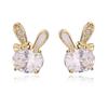 VICAKER серьги милые кролики серебряная игла женские Популярность Совместимы с металлической аллергией серьги 18к золото Не снимайте Качающиеся циркониевые серьги