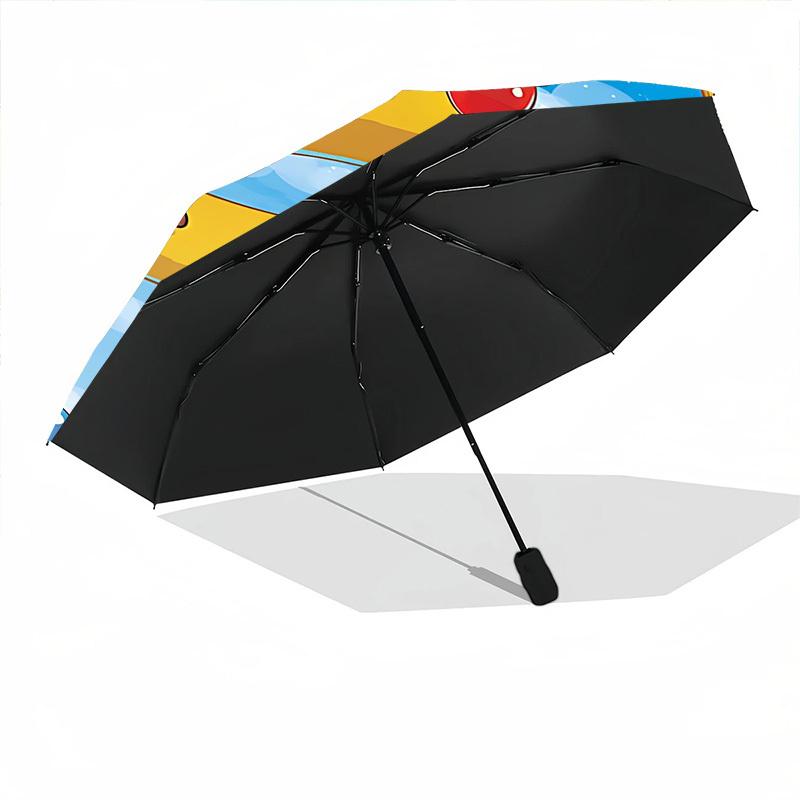 1PC Adventure Time Balloon Ride Automatic Umbrella 8 Ribs Portable Folding Black Iron Frame for Outdoor, Beach, Travel 0905153