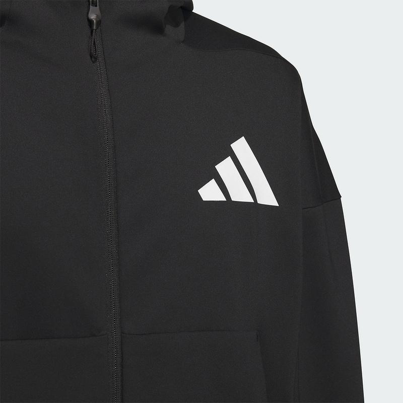 adidas Серия Истинное Исцеление SS25 Модная Универсальная Повседневная Куртка с Капюшоном Мужская Куртка Черная JN0131