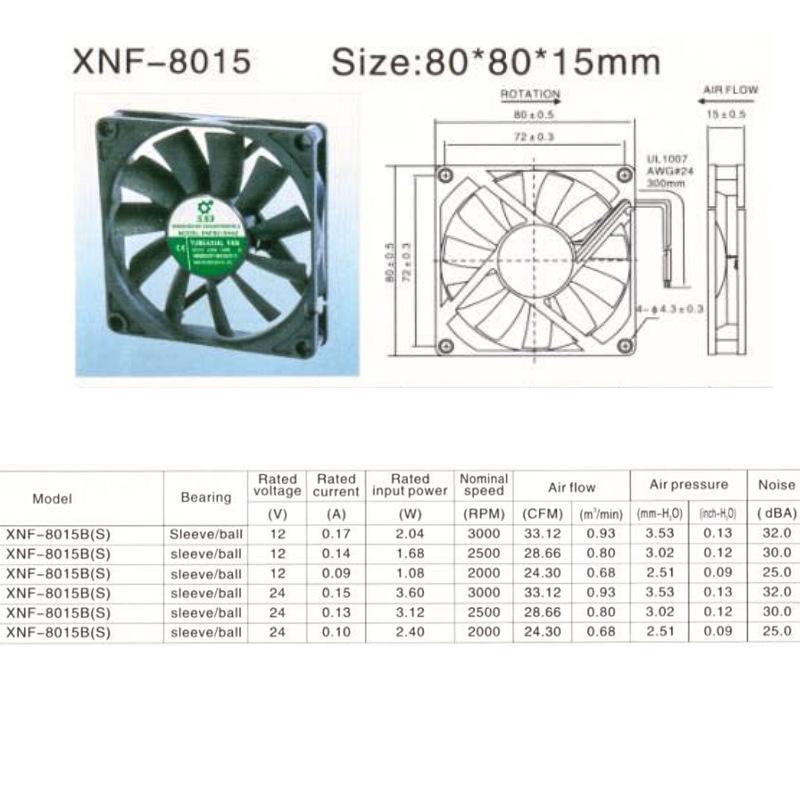 12038 DC Axial Cooling Fan for Industrial, Notebook, and Cabinet Use (12V/24V/48V)