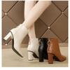 New Style Women's Square-Toe Thick High-Heeled Fashion Naked Boots for Autumn and Winter  Ankle Boots