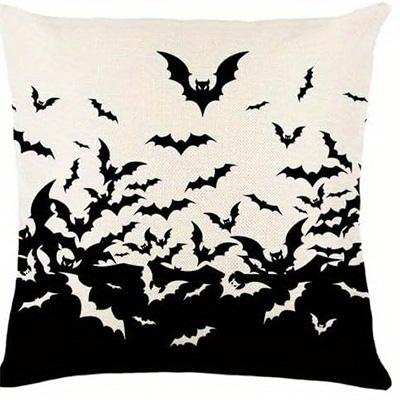 Home Decor Halloween Cat, Pumpkins & Spider Print Pillow Pattern Cushion Cover Suitable For Sofa Bedroom Car Pillow Cover