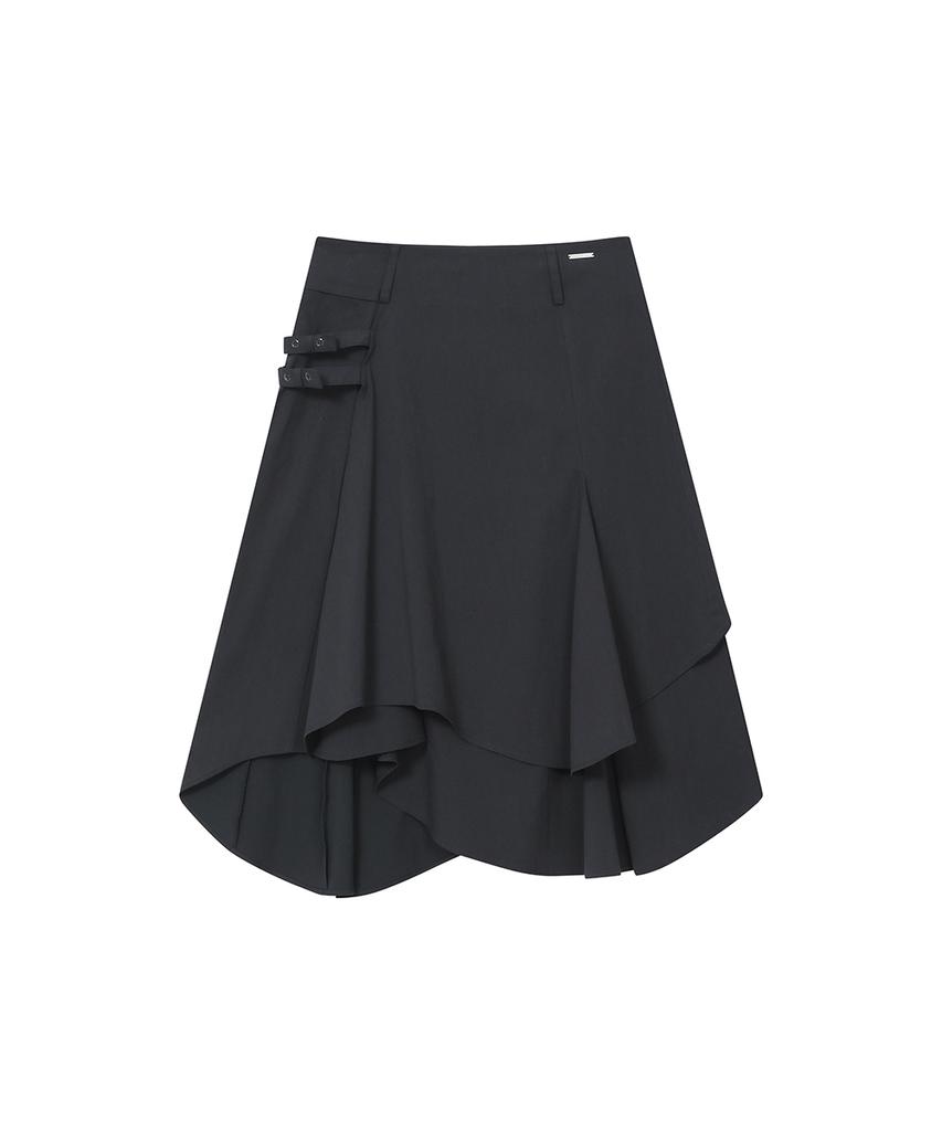 Miseki Seoul [Miseki Seoul X Yeomim] Stud Belted Midi Skirt Charcoal