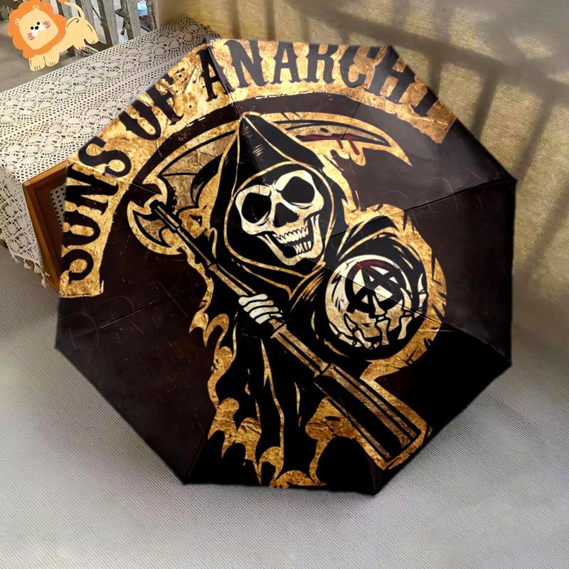Sons Anarchy: Brotherhood Rebellion Folding umbrella travel Suitable for all seasons Sun umbrella Gift Three folds