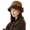 Женская шляпа-рыбак из шерстяного фетра: Осень/Зима Французский Ретро Стиль Хепберн с Бантом