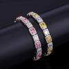 2023 New Zhuangshengsheng Jewelry S925 Silver High Carbon Diamond Explosive Flash Fashion Luxury Inlaid Square Bracelet Main Stone 5 * 7