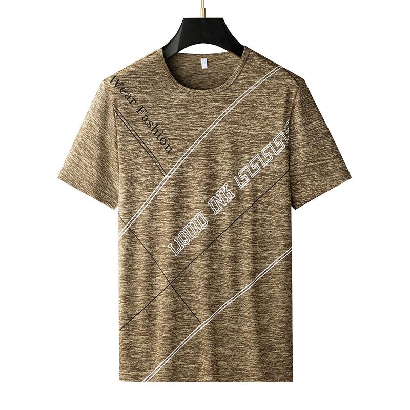 Летние футболки, мужская одежда, полиэстер, футболки больших размеров, дышащие футболки в полоску с короткими рукавами, M-9XL