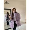 Purple Suit Tweed Jacket Female Fall Winter Senior Suit Coat Casual Medium-length Tweed Top Casual Coat