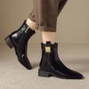 Корейская версия новых женских ботинок Мартин, резиновая подошва, большой размер, женские ботинки, низкий каблук, кожаные ботинки, квадратный каблук, круглый носок, осень и в