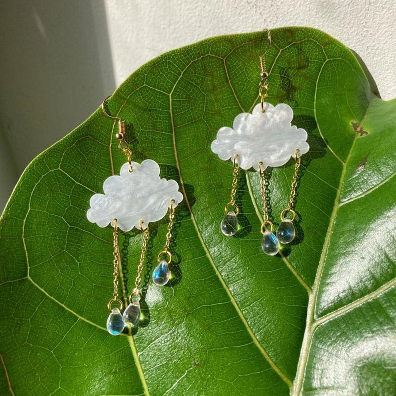 Милые акриловые серьги с дождевыми облаками для женщин, свадебные украшения, висячие серьги с кисточками, подарки на помолвку
