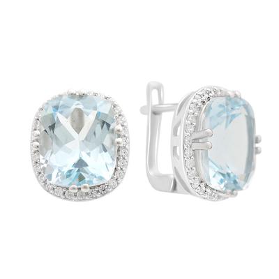 Серебряные серьги с натуральным топазом 14.432ct, фианитами (2152125)