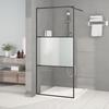 152106 vidaXL Shower Wall Black 90x195 Cm ESG Glass Half-Frosted