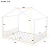 Upholstered Bed, 140 x 200cm, Without Mattress, Iron Frame Bed, Children's Bed, House Strip, White