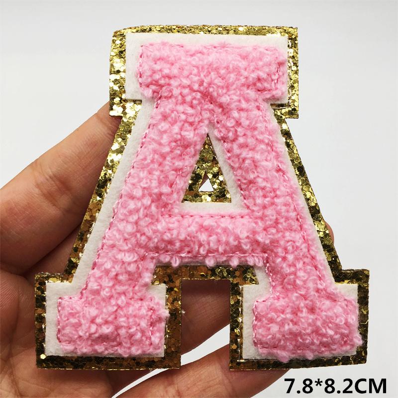 A-Z Большие Буквы Наклейки-Нашивки На Одежду Розовый Цвет Термонаклейки Для Одежды Наклейки Для Шитья Аппликации (8 см)