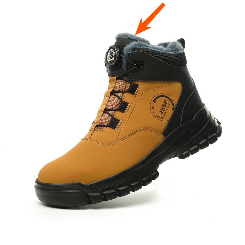 Warm Work Boots Winter Safety Shoes Rotating Button Industrial Shoes High Top Steel Toe Cap Boots Waterproof Non-slip Work Shoes