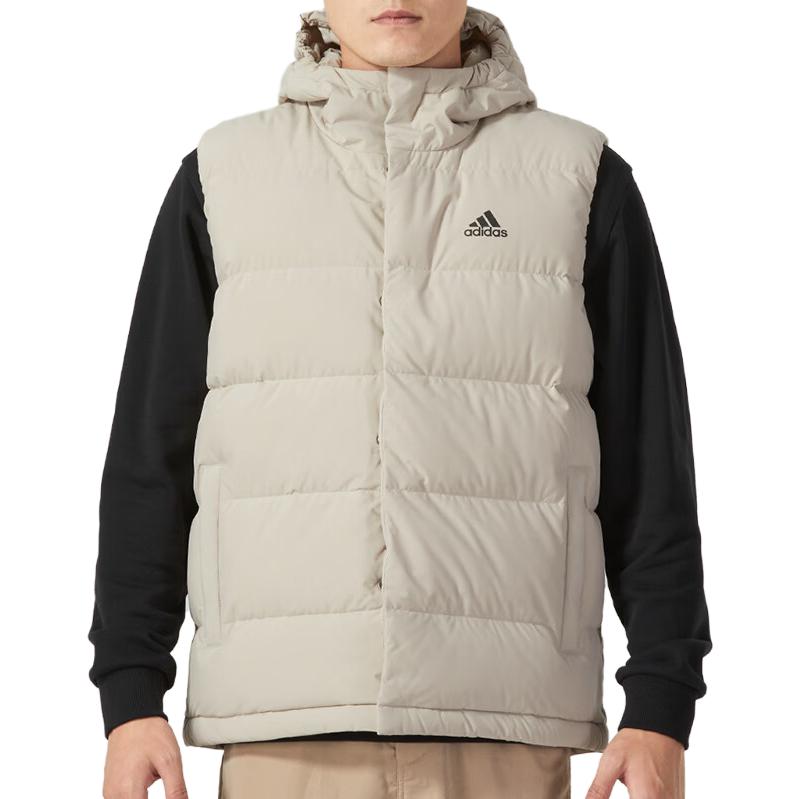 Adidas Down Vests Men's Gray Hooded Moderate HY3935