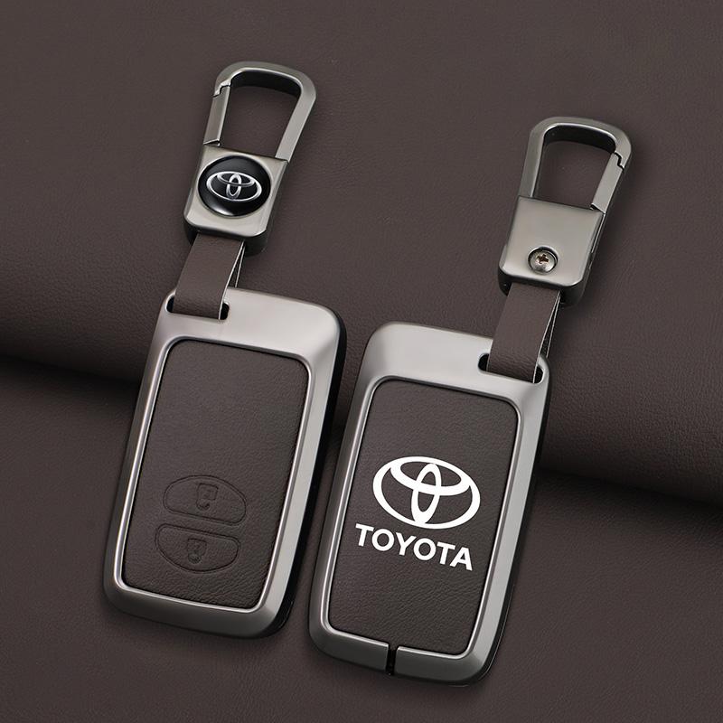 Для Toyota 2026 Горячие Колпачки Ступицы Автомобильный Держатель Чехла Ключа из Цинкового Сплава и Кожи Брелок для Ключей Без Ключа Оболочка Брелок Для Toyota Aqua RAV4 Land Crui