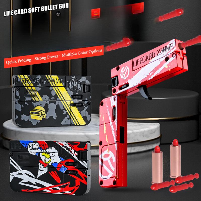 2.0 Улучшенная складная пистолет-игрушка из сплава Lifecard, бластер с мягкими пулями, модель пистолета для стрельбы, подарки на день рождения для взрослых, детей, мальчиков