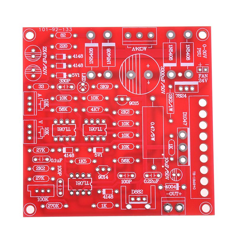 Red 0-30V 2mA-3A Continuously Adjustable DC Regulated Power Supply DIY Kit PCB