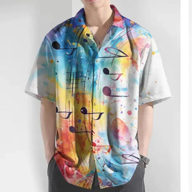 Eye-Catching Fire Electric Guitar Music Elements And Street Scenes3D Printing Short Sleeve Shirts For Men Fashion Hawaiian Shirt