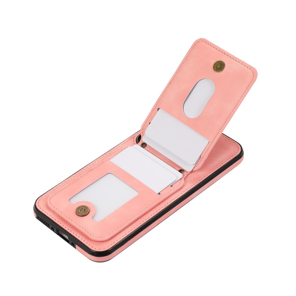 For Samsung Galaxy S25+/S24+ Case Card Holder Kickstand Leather + TPU Phone Cover with Shoulder Strap