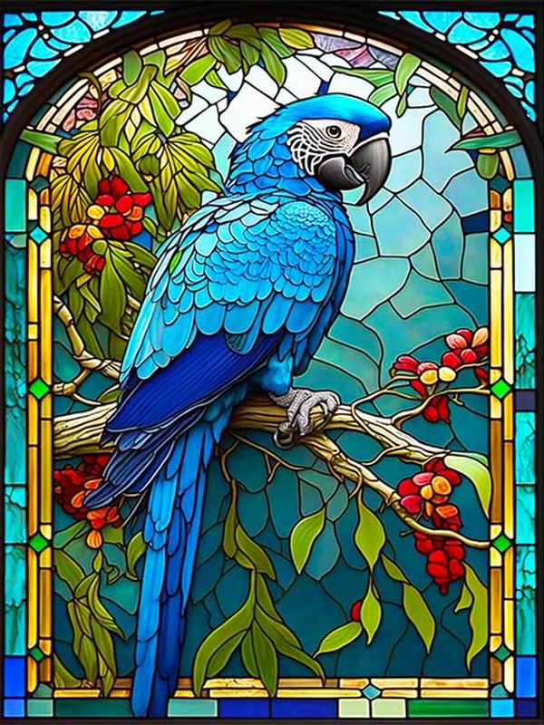 Витраж Алмазная картина Красочный попугай Diy Полный квадратный круглый дрель Горный хрусталь Вышивка Животные Птицы Мозаика Наборы для вышивки крестом Настенный декор