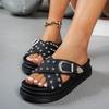 Fashion Punk Style Rivets Women's Slippers Summer Thick Sole Casual Slipper Outdoor Open Toe Beach Slippers for Women Platform Sandalias
