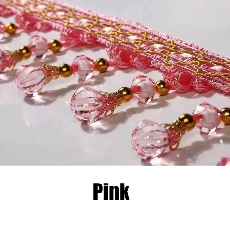 Бахрома с бусинами-каплями разных цветов для занавески,ленты,домашнего декора.Размеры:длина 1 метр,ширина 7см