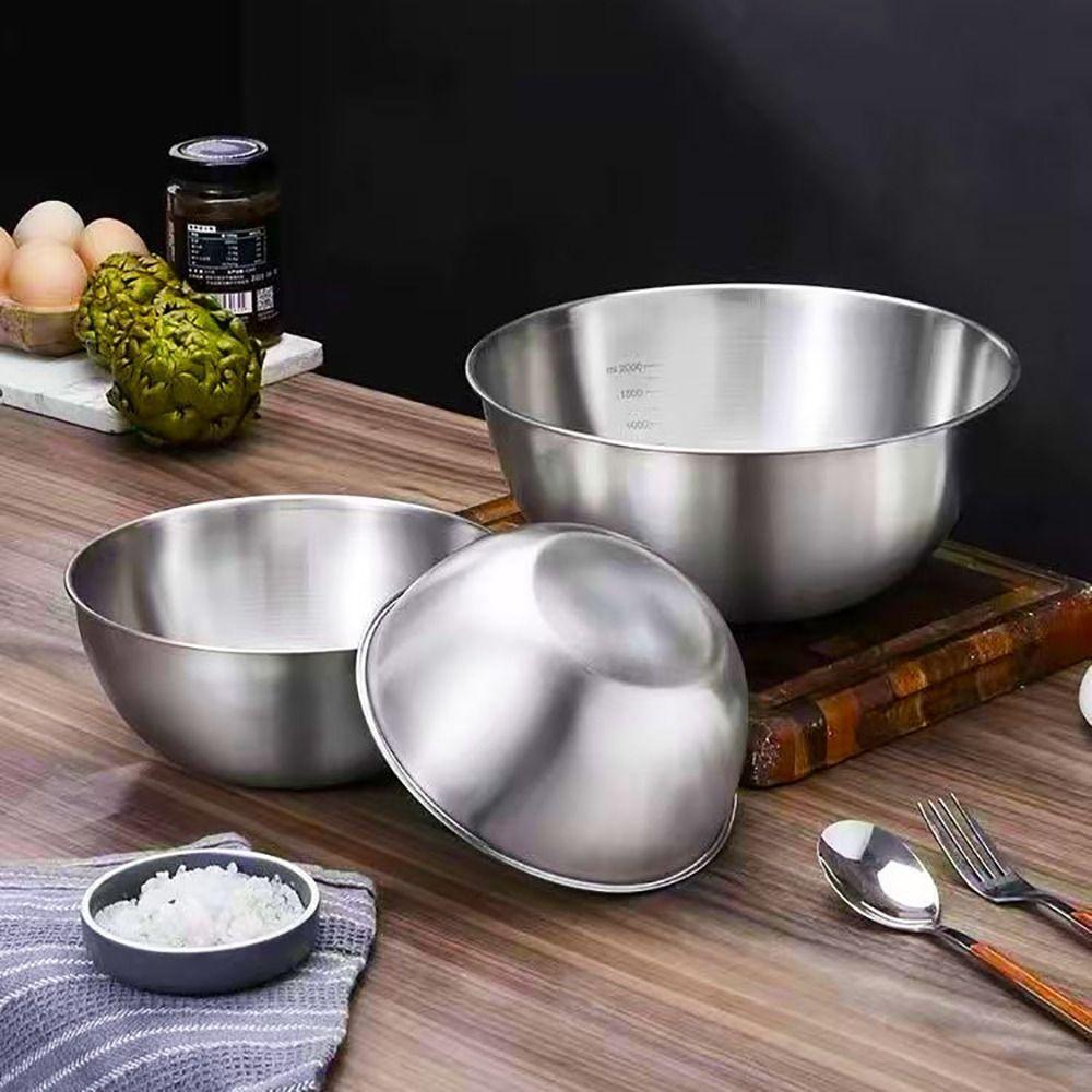 1Pcs Stainless Steel Salad Bowls Fruit Vegetable Noodle Container Mixing Bowls Baking Tool