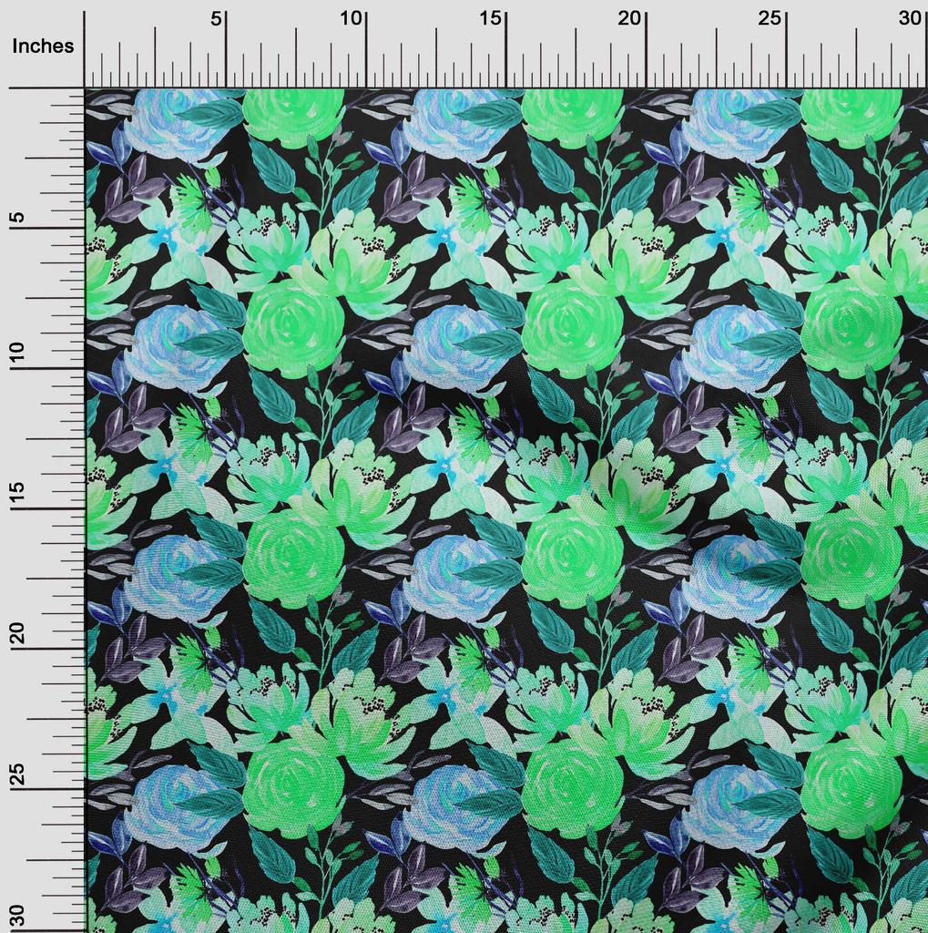 oneOone Cotton Flex Lime Green Fabric Florals Sewing Fabric By The Yard Printed Diy Clothing Sewing Supplies 40 Inch