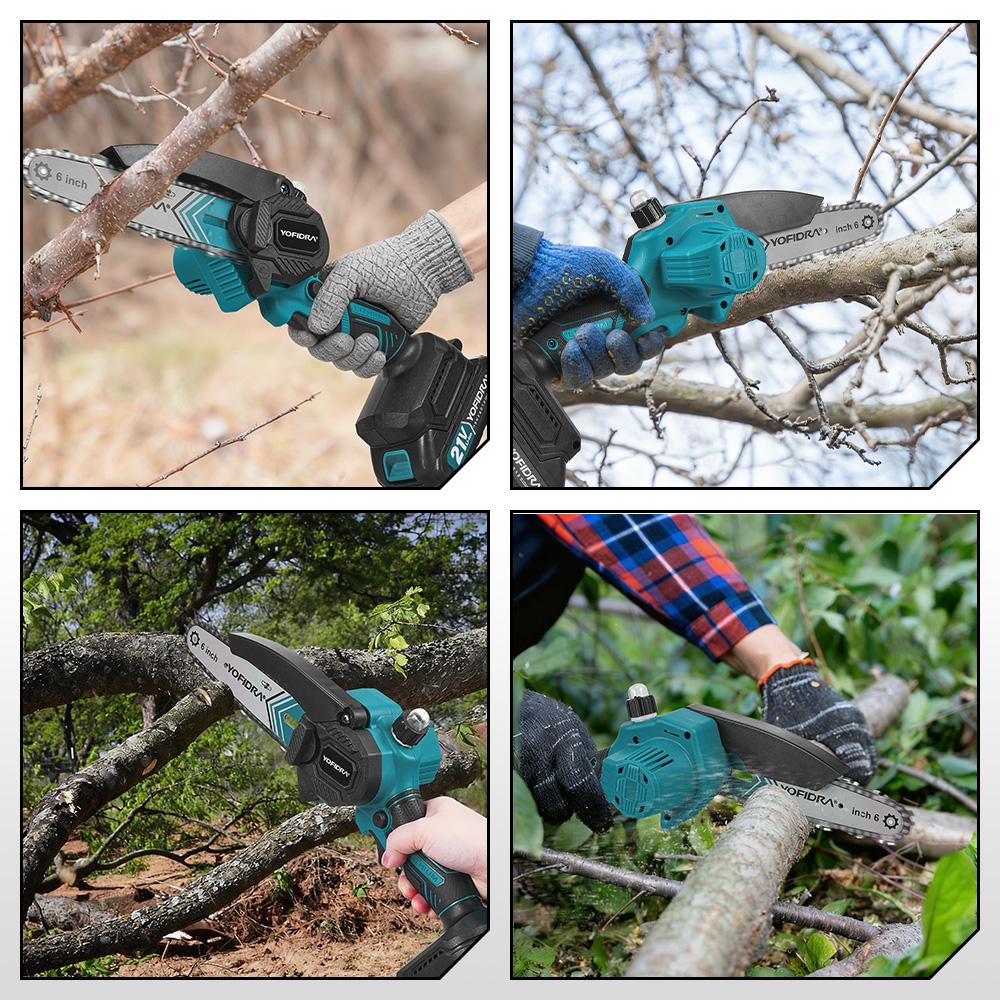 Yofidra 6-дюймовая цепная пила аккумуляторная электрическая пила деревообработка сад резка обрезка цепная пила электроинструмент для аккумулятора Makita 21V штифт