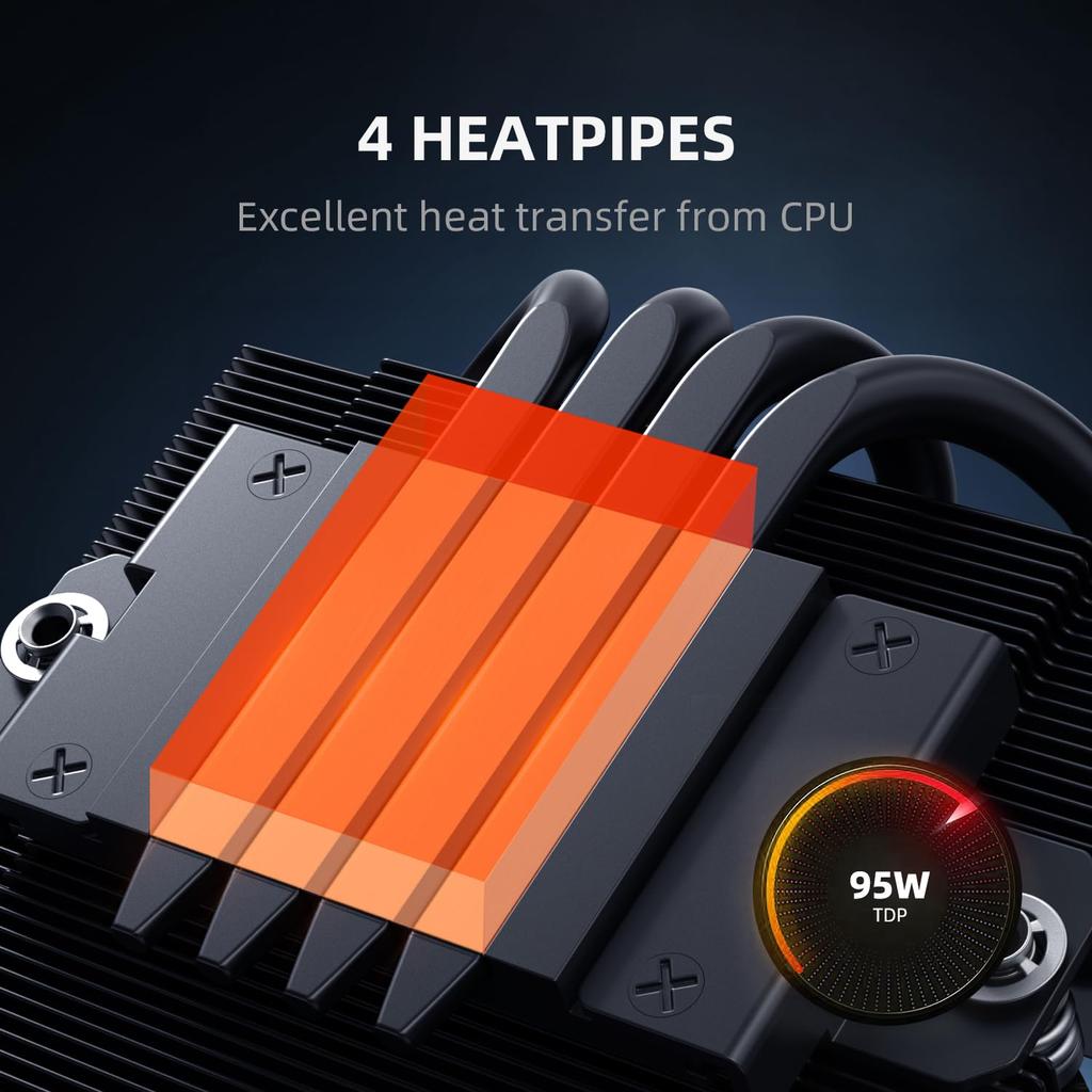 Черный 47-миллиметровый низкопрофильный процессорный кулер для воздушного охлаждения малого форм-фактора с 4 прямыми контактами для нагрева, тонкий 92x92x15 мм, совместимый с Intel и AMD