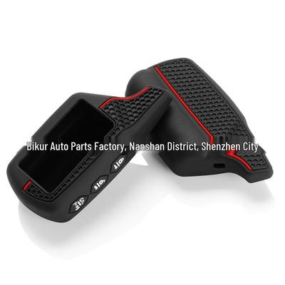 Силиконовый чехол для ключа с рисунком в виде половинчатых сот для сигнализации Starline B9/B91/B6, красный акцент