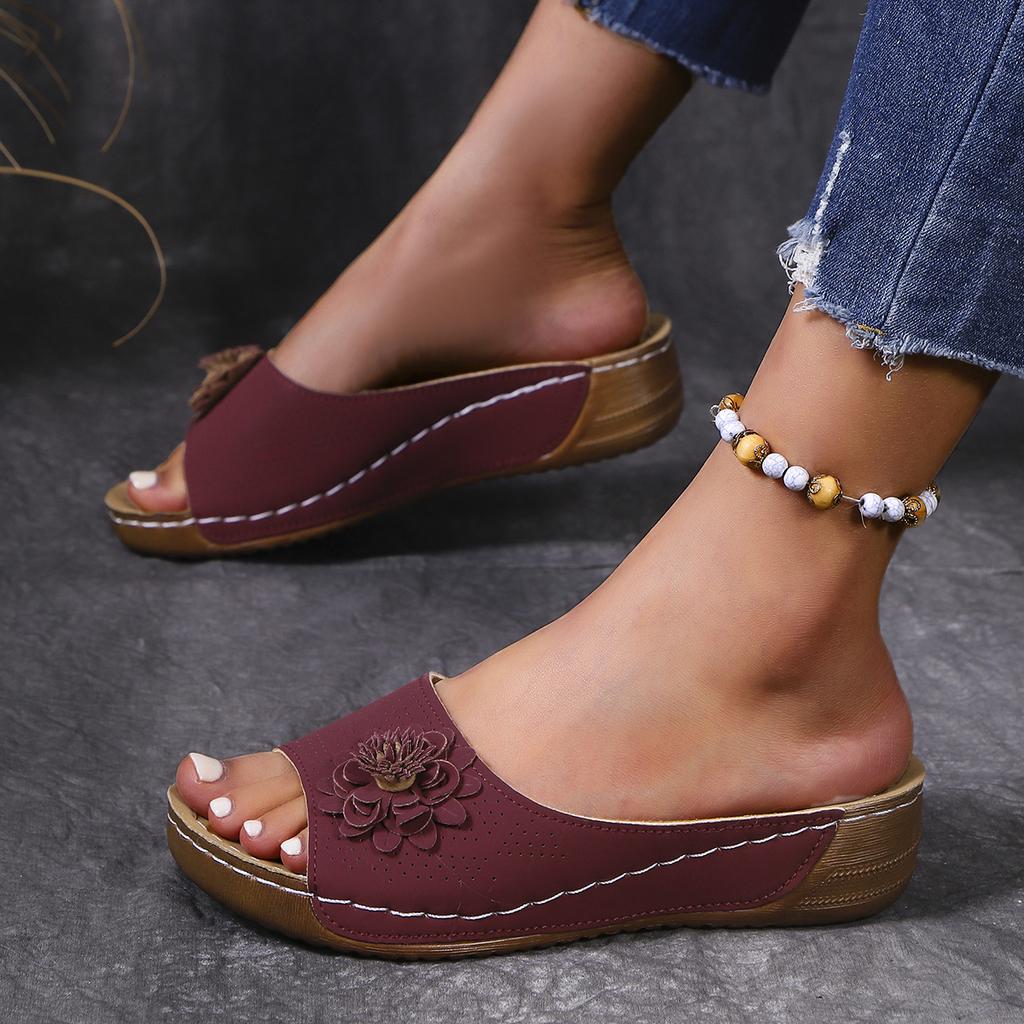 Модные летние сандалии женские туфли нескользящая обувь для ходьбы обувь слипоны женские сандалии на танкетке праздничные тапочки женская обувь