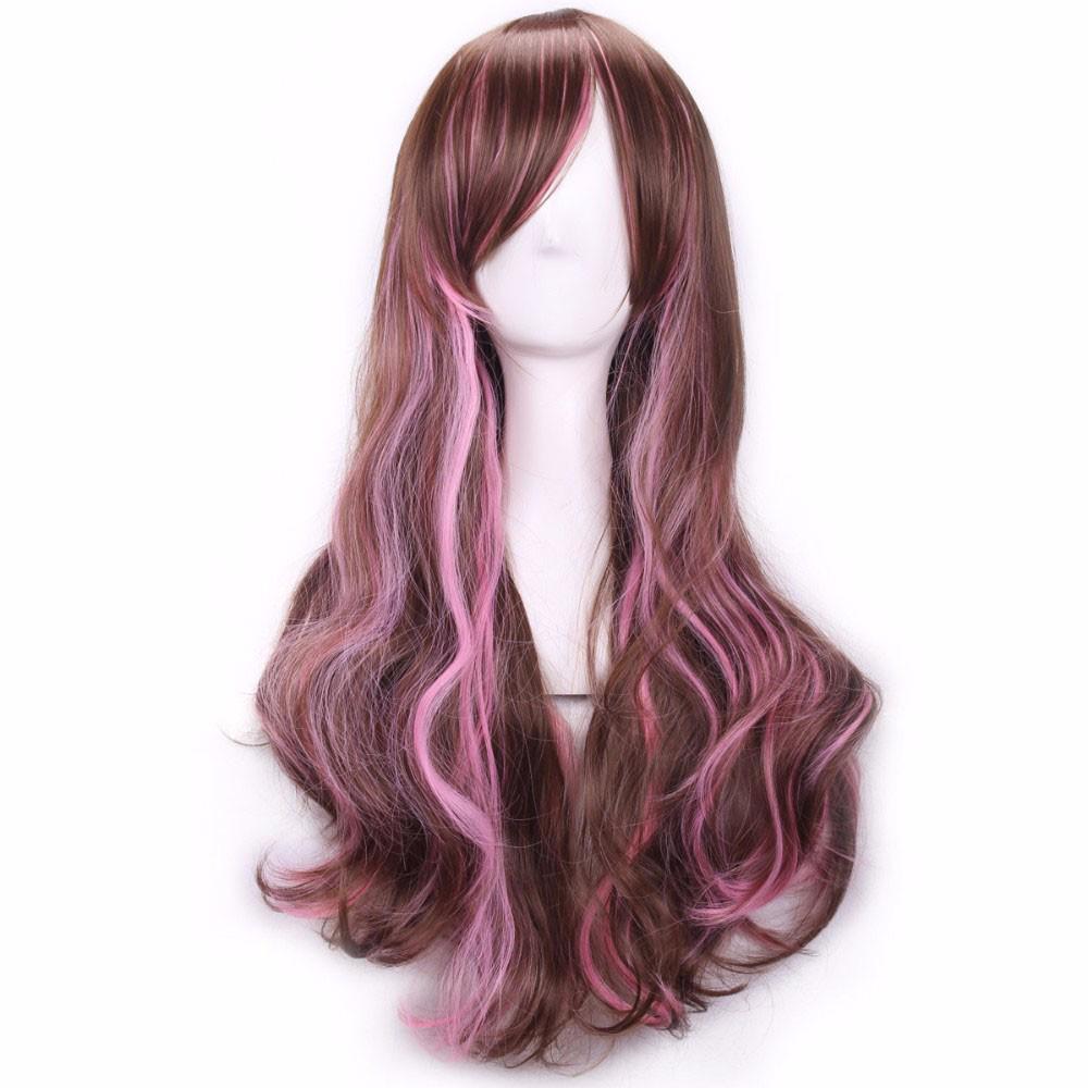 Women Lady Long Hair Wig Curly Wavy Synthetic Anime Cosplay Party Full Wigs