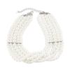 Pearl Collar Necklace Women Bohemian Style Vintage Multi Strands Necklace for Party White K 4778 Free Size