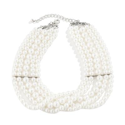 Жемчужное колье женское в богемном стиле винтажное многорядное колье для вечеринки белое K 4778 свободный размер
