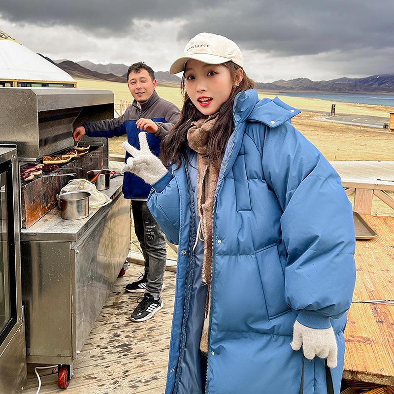 Длинная хлопковая одежда выше колена, утолщенная средней длины пуховая хлопковая одежда для женской зимы, новая свободная одежда-хлеб