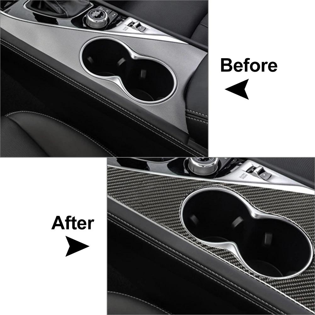 Car Interior Water Cup Holder Panel Trim Cover Carbon Fiber ABS For Infiniti Q50 2014 2015 2016 2017 2018  RHD