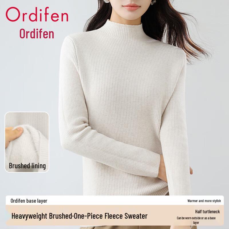Oudifen Women's Loose Ribbed Thermal High-Neck Sweater