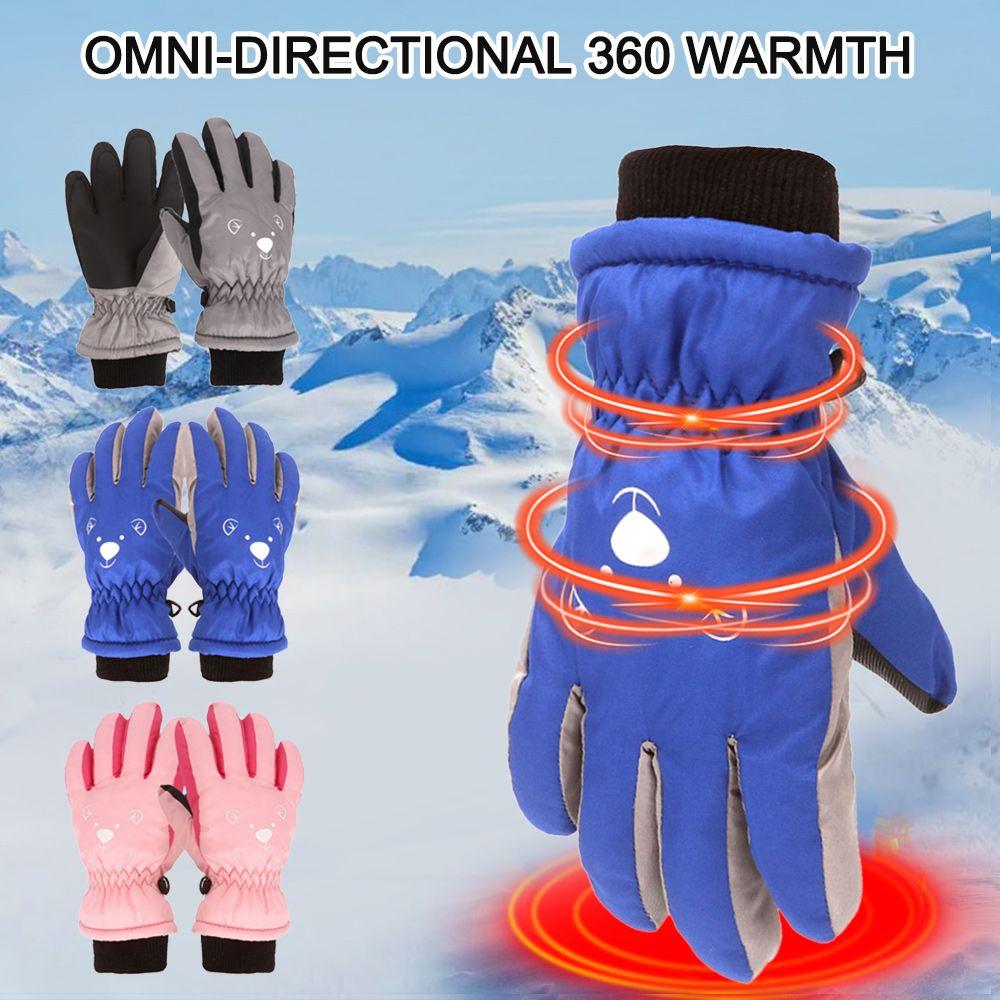 Children Boys Girls Cartoon Cute Non-slip Thick Warm Waterproof Kids Ski Gloves Sports Mittens
